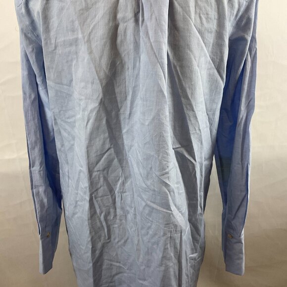 Halston Heritage Shirt Dress 4 Light Blue Oversized Pleat Detail Button Front - Picture 10 of 12